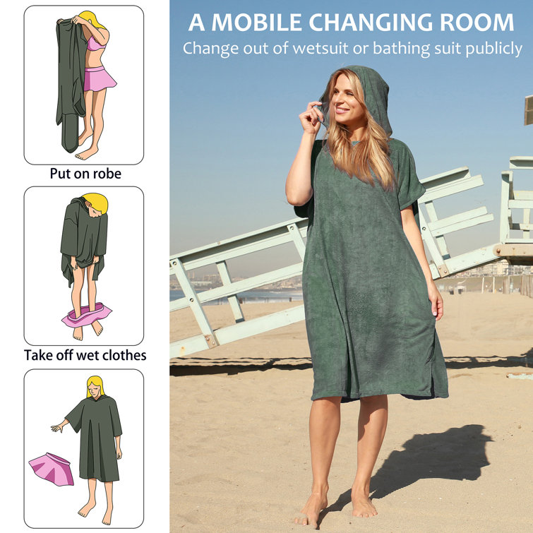 Poncho Spiaggia Kato Tirrinia - In Microfibra Assorbente, Con Tasca E Fasciatoio, Unisex - Foto 9